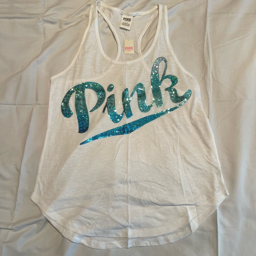 PINK Tanktop 
White
Size Large
BNWT